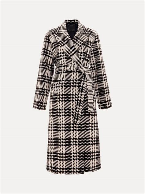 Phase Eight Petite Cassie Check Wool Blend Coat, Black/Ivory